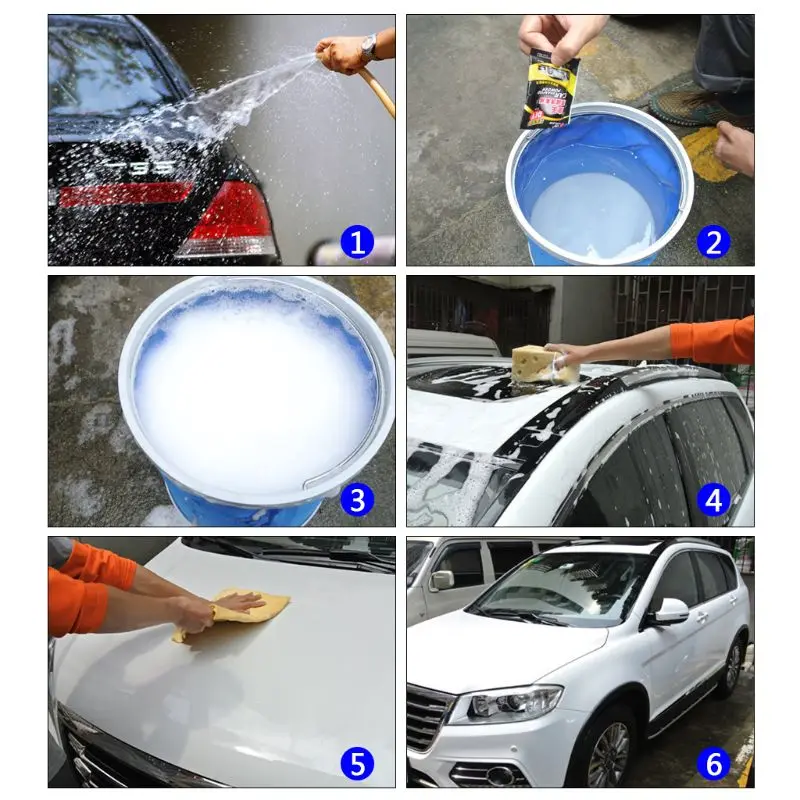 5 Pcs Powder Car Wash Shampoo Universal Cleaning Car Shampoo Multifunctional Cleaning Tools