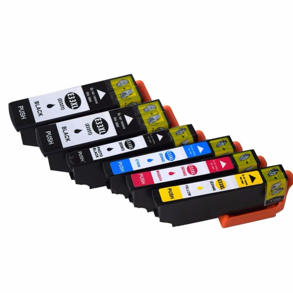 

6x Compatible for Epson 33XL Ink Cartridges High Yield Compatible with Epson Expression Premium XP-530 XP-630 XP-635 XP-830 XP-
