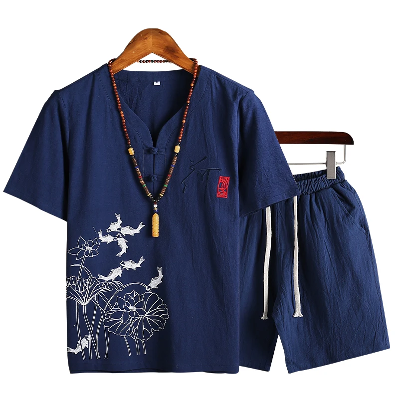 5 Colors Lotus Printed Chinese Style Tracksuit Men Summer Clothes Set Short Sleeve Linen Top+Shorts Plus Size 2 Peice Sets 5XL
5 Colors Lotus Printed Chinese Style Tracksuit Men Summer Clothes Set Short Sleeve Linen Top+Shorts Plus Size 2 Peice Sets 5XL