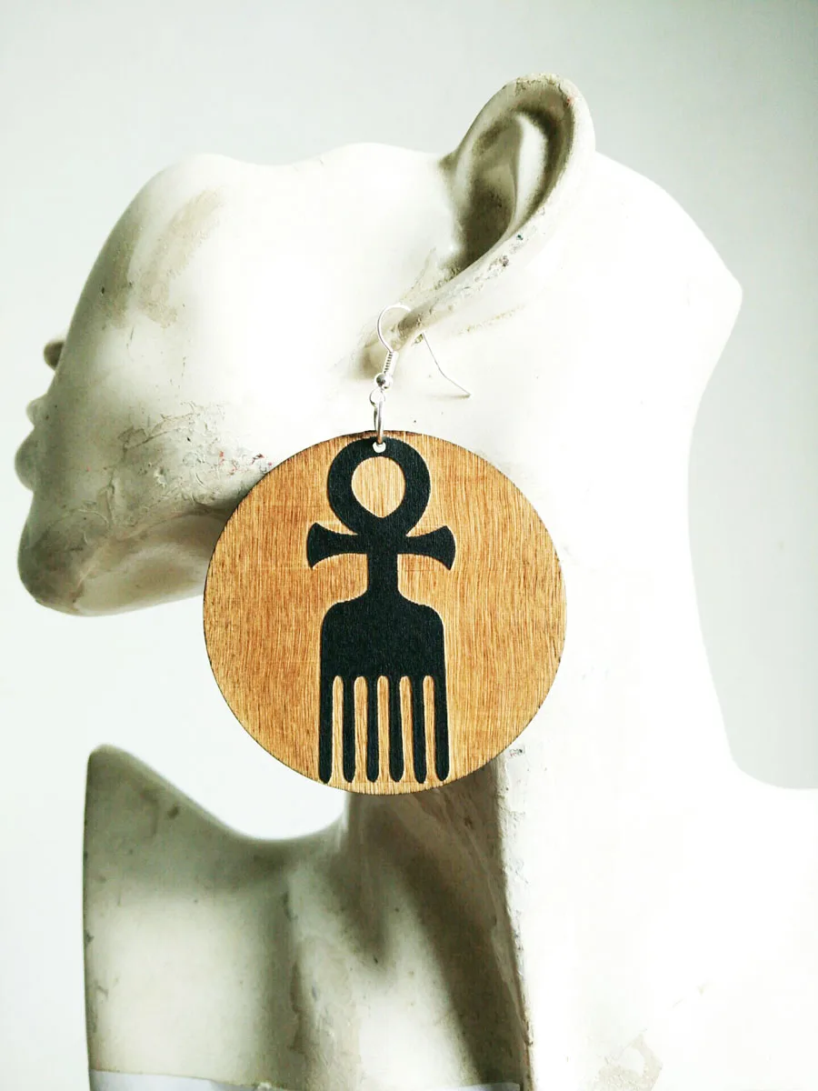 2017 новые поступления 6 см черный цвет афро палочка лазерная резка Adinkra Symb Ankh duafe