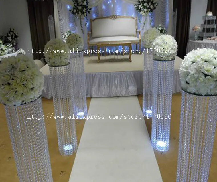

6PCS Packs Crystal Wedding Pillar 120cm Tall 25cm Diameter Crystal Flower Stand Wedding Decorations Party Decoration
