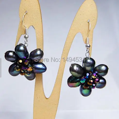 Wholesale Pearl Earrings - Handmade Jewelry Black Crystal Flower Natural Freshwater Pearl Dangle Earrings,S925 Sterling Silvers
Wholesale Pearl Earrings - Handmade Jewelry Black Crystal Flower Natural Freshwater Pearl Dangle Earrings,S925 Sterling Silvers