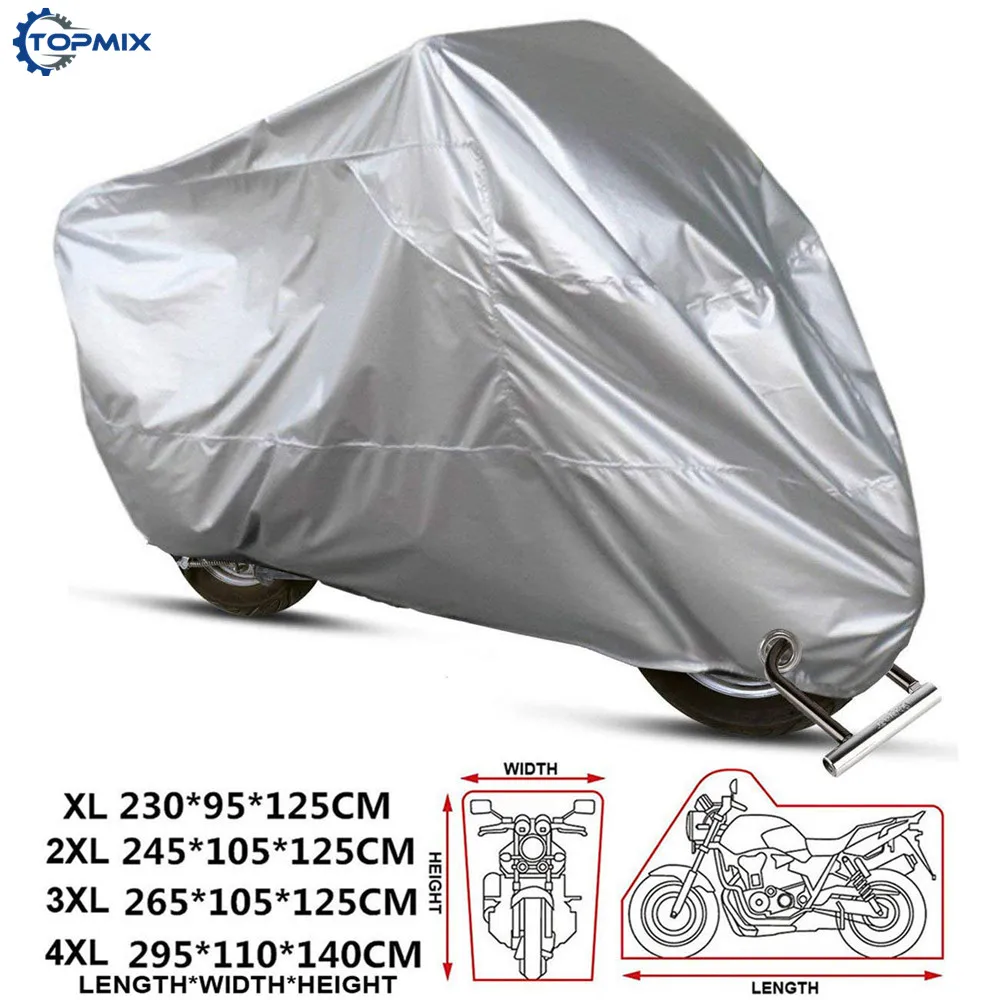 Серебристые Чехлы для мотоциклов XL/2XL/3XL/4XL 210D защита от УФ лучей пыли чехлы