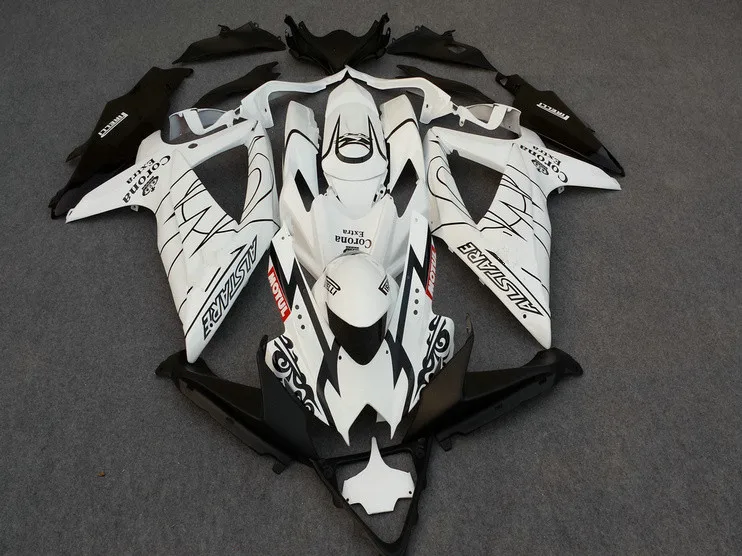 Набор обтекателей для литья под давлением GSXR600 750 K8 08 09 GSXR 600 GSXR750 2008 2009 ABS белый