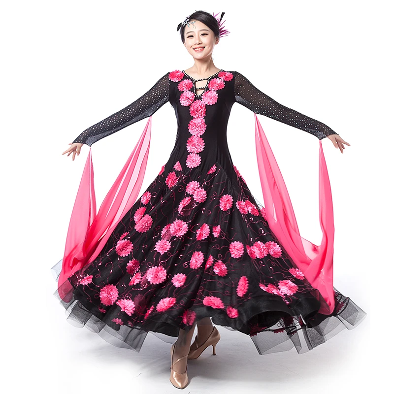 2017 Red Costume Ballroom Dance Skirts Newest Design Woman Modern Waltz Tango Dress/standard Competition Dress MQ242 | Тематическая