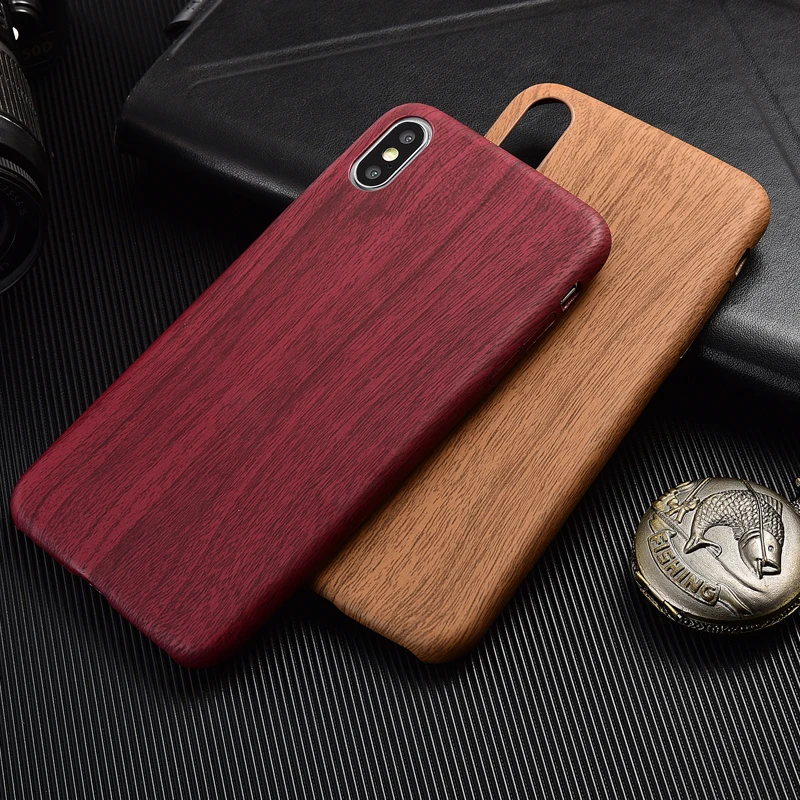 Деловой чехол из искусственной кожи с деревянным узором для iPhone X XR XS Max Ретро