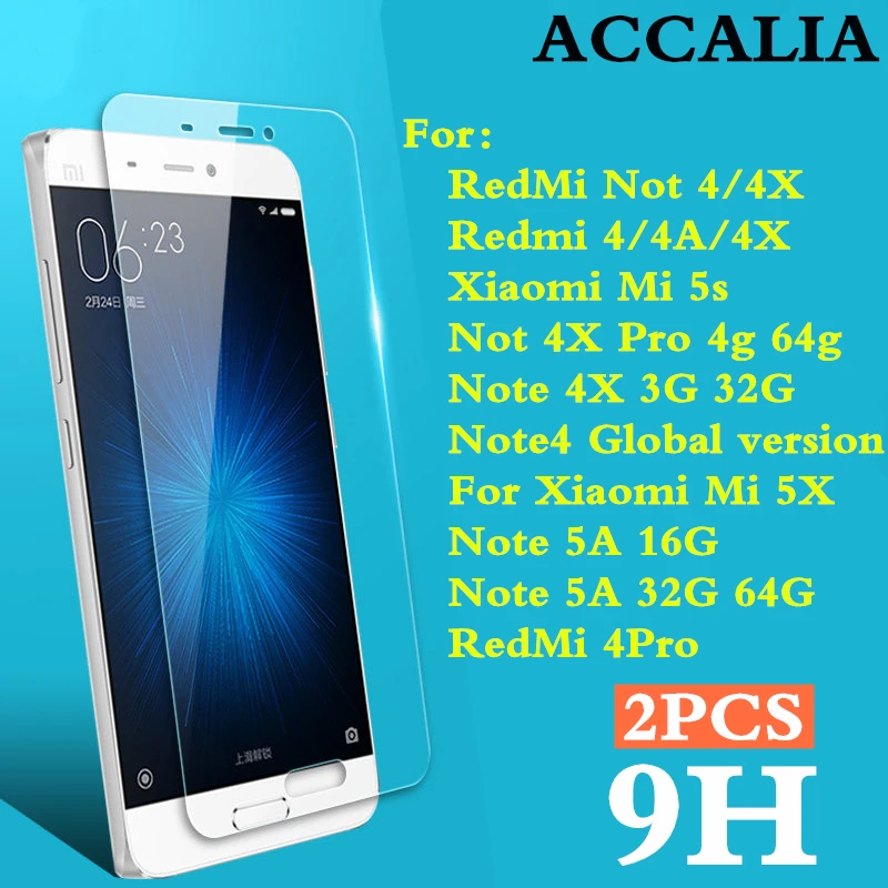 Защитное стекло закаленное 9H для Xiaomi RedMi 4X Xiomi MI5s 2 шт.|Защитные стёкла и плёнки