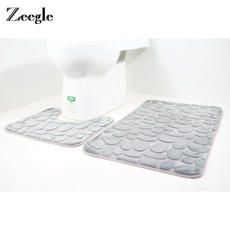 Zeegle 3D камень тиснением 2 шт. Ванная комната коврик набор анти-скольжения для