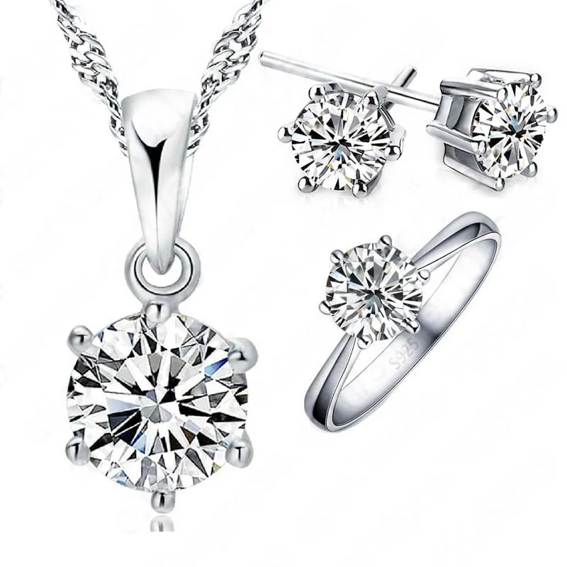 WomanBirthday Gift Wedding Jewelry Set Fashion 925 Sterling Silver Crystal Necklace Ring Earring 3 pcs/set Fast Shipping
WomanBirthday Gift Wedding Jewelry Set Fashion 925 Sterling Silver Crystal Necklace Ring Earring 3 pcs/set Fast Shipping