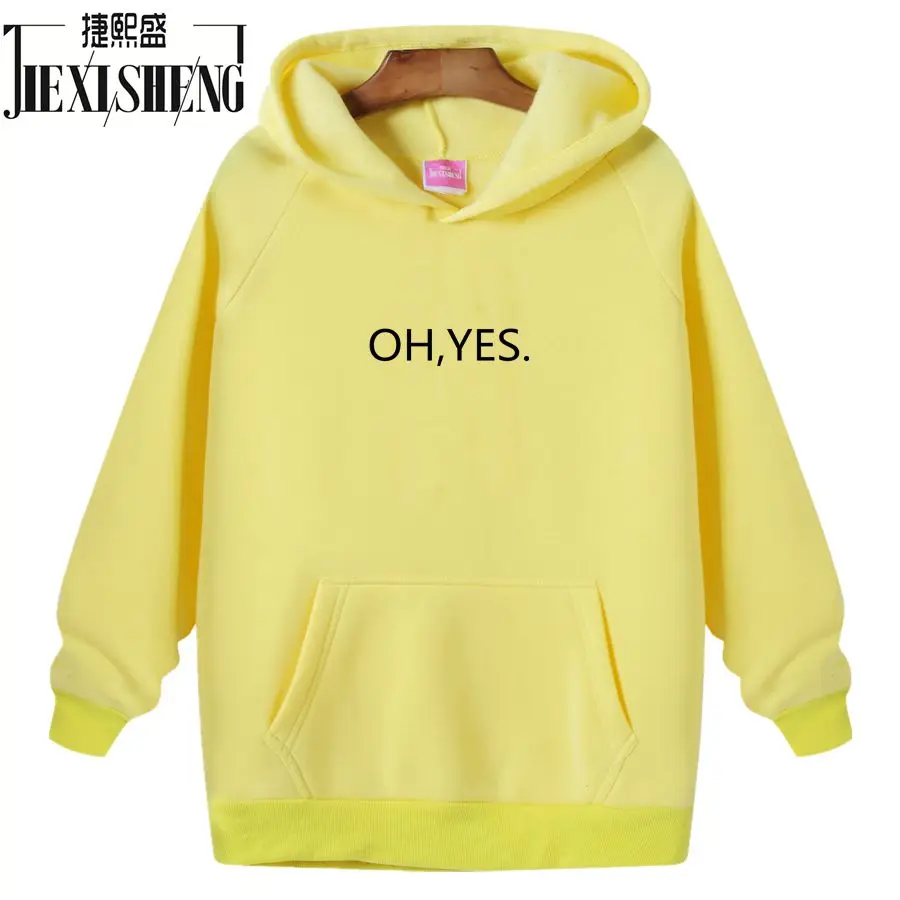 

2020 Fashion Autumn Winter Fleece Oh Yes Letter Harajuku Print Pullover Thick Loose Women Hoodies Sweatshirts Female Casual Coat