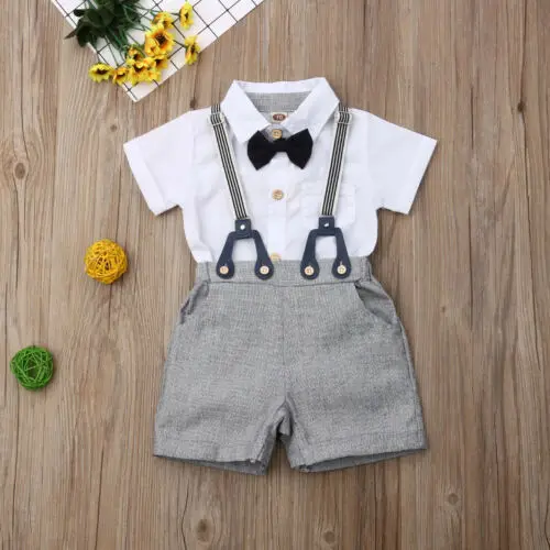 Newborn Infant Baby Boys Gentleman 2Pcs Sets Short Sleeves Shirt Tops+ Bib Pants Outfits Set Formal Sunsuits
Newborn Infant Baby Boys Gentleman 2Pcs Sets Short Sleeves Shirt Tops+ Bib Pants Outfits Set Formal Sunsuits