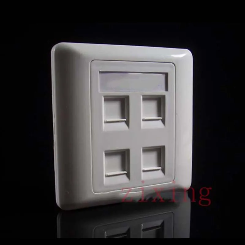 Фото 4 порта двойная RJ45 настенная Лицевая панель/Лицевая панель сеть LAN Cat5e/6 +