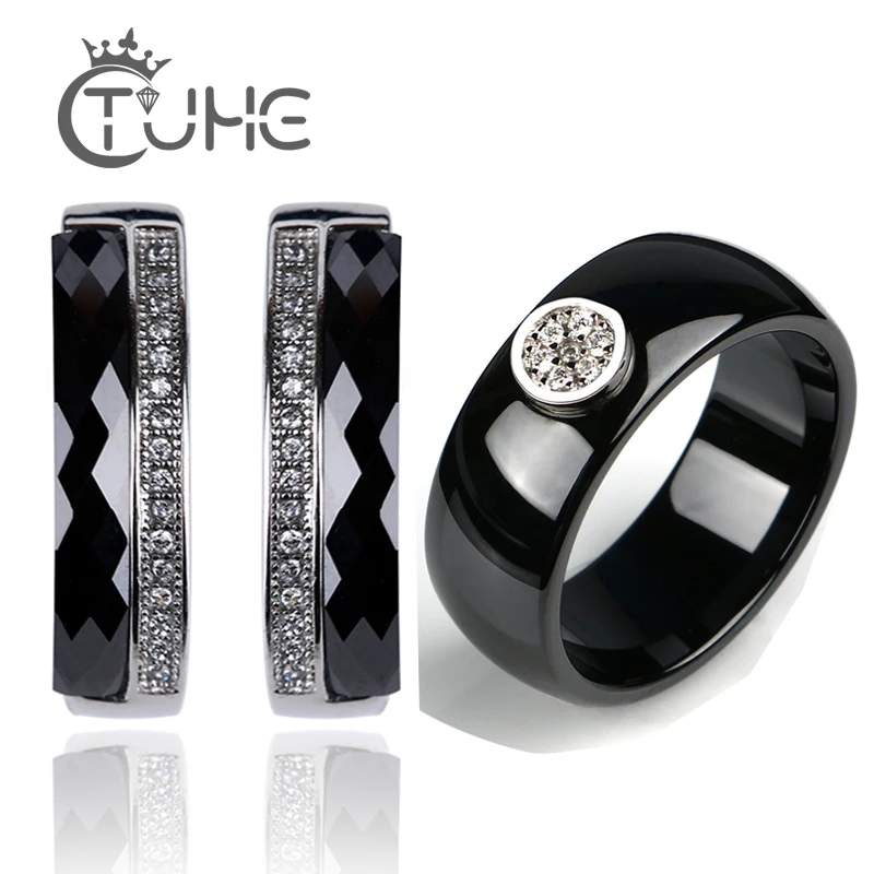New Dubai Earrings Fashion Jewelry Sets Light Bright Black White Ceramic 8mm Rings Plus AAA CZ Jewellery Sets For Women Wedding
New Dubai Earrings Fashion Jewelry Sets Light Bright Black White Ceramic 8mm Rings Plus AAA CZ Jewellery Sets For Women Wedding