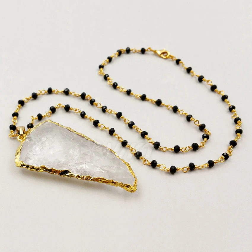 WT-N1027 WKT Wholesale Jewelry Custom Natural Crystal Pendant Necklace With Black Rosary Chain
WT-N1027 WKT Wholesale Jewelry Custom Natural Crystal Pendant Necklace With Black Rosary Chain