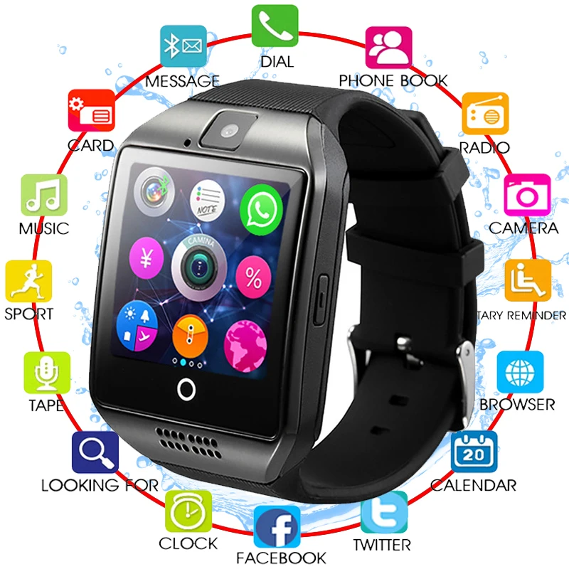 Bluetooth Смарт-часы с камерой Facebook Whatsapp Twitter Синхронизация SMS Smartwatch для мужчин и