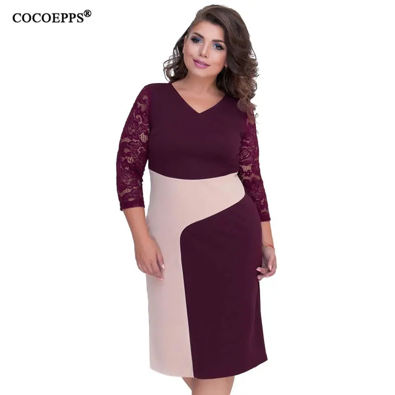 COCOEPPS Autumn Winter Plus Size Women Dress Large Big Size Patchwork Lace Red Dress Bodycon Big Sizes Female Clothing Dresses
COCOEPPS Autumn Winter Plus Size Women Dress Large Big Size Patchwork Lace Red Dress Bodycon Big Sizes Female Clothing Dresses
