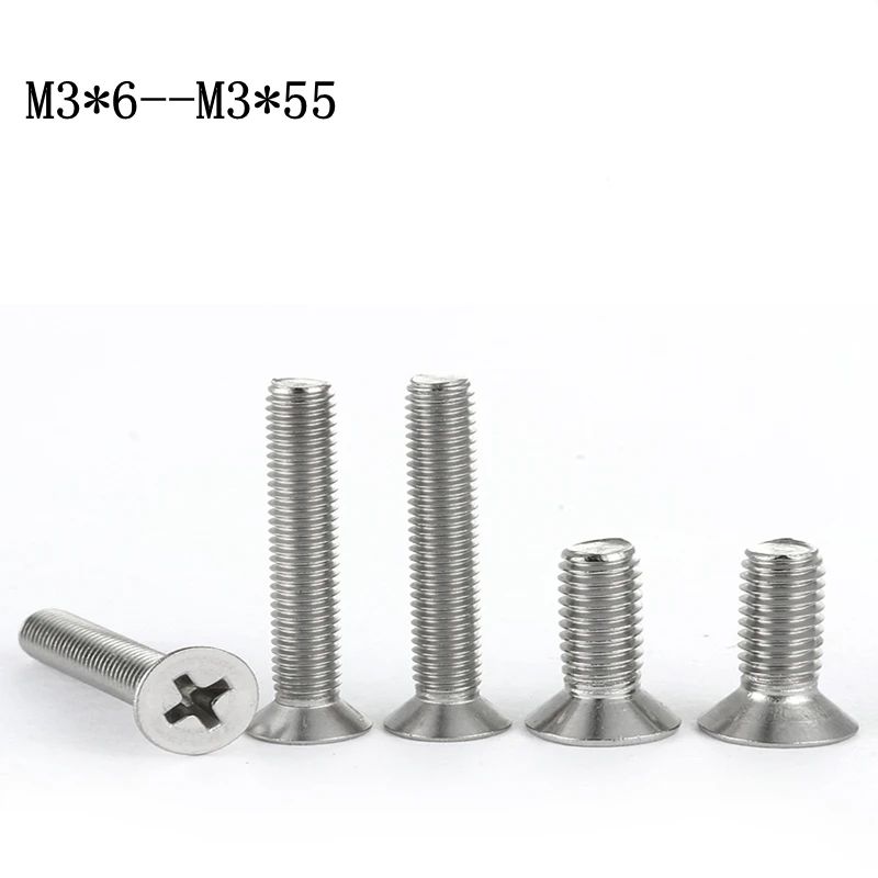 Винт с потайной головкой из нержавеющей стали, винт с плоской головкой M3 bolt M3 * 6 -- M3 * 55
Винт с потайной головкой из нержавеющей стали, винт с плоской головкой M3 bolt M3 * 6 -- M3 * 55