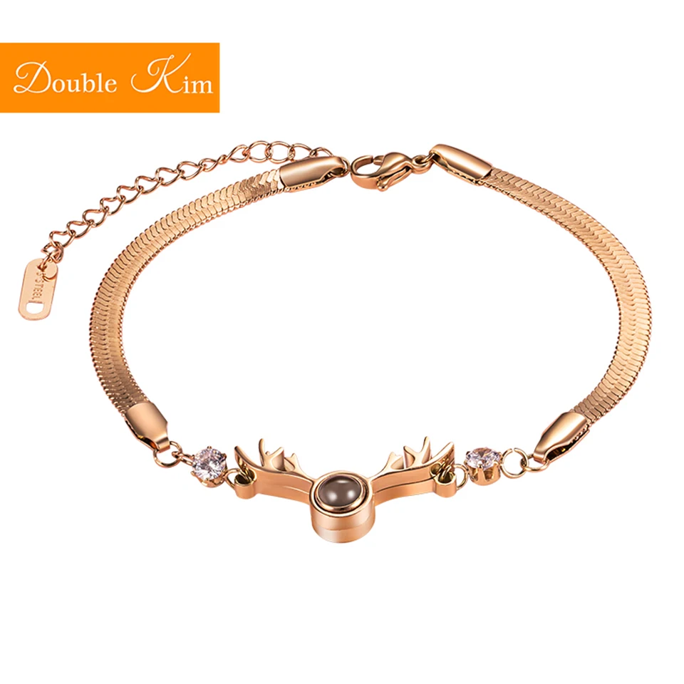 100 languages I love you Projection Deer Bracelet Titanium Stainless Steel Material Bangles Rose Gold Color Women Jewelry Gift
100 languages I love you Projection Deer Bracelet Titanium Stainless Steel Material Bangles Rose Gold Color Women Jewelry Gift