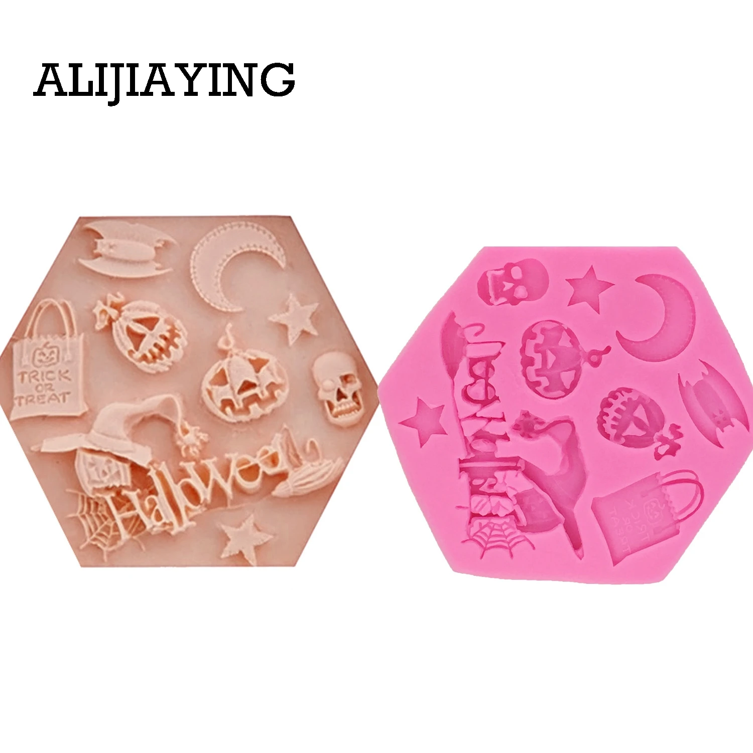 

M0305 1Pcs Halloween Chocolate Silicone Molds Bat Pumpkin Sugar Candy Jelly Moulds Cupcake Party Fondant Cake Decorating Tools