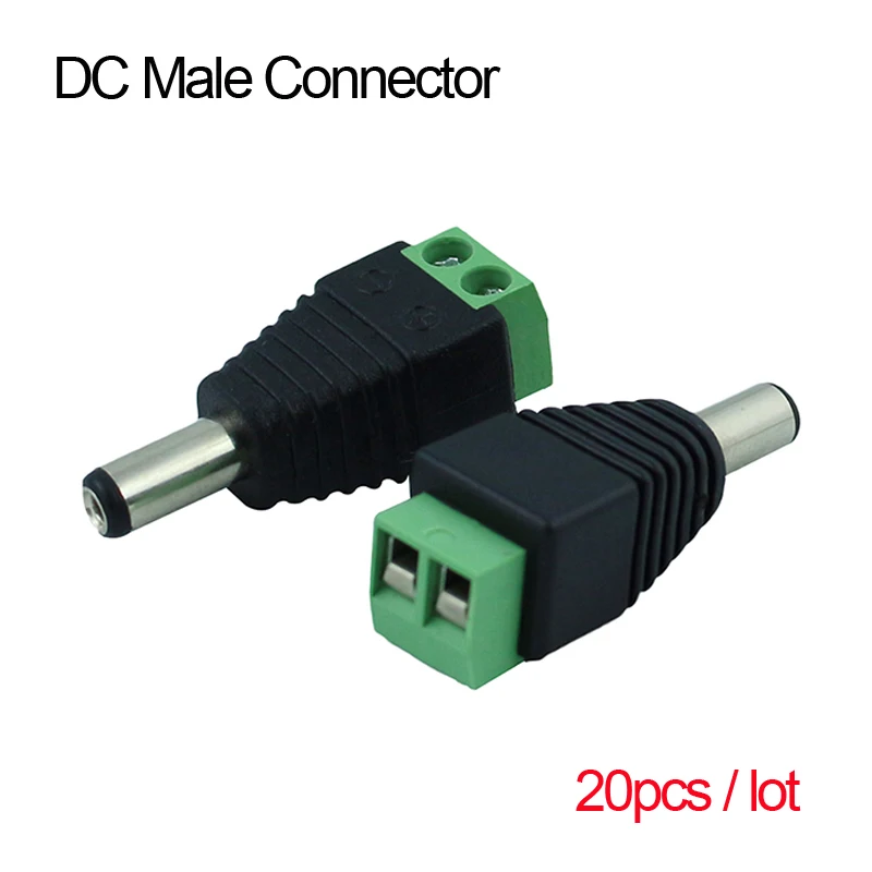 20Pcs 12V 2.1 x 5.5mm DC Power Male Plug Jack Adapter Connector Plug for CCTV DVR Camera single color LED strip Light
20Pcs 12V 2.1 x 5.5mm DC Power Male Plug Jack Adapter Connector Plug for CCTV DVR Camera single color LED strip Light