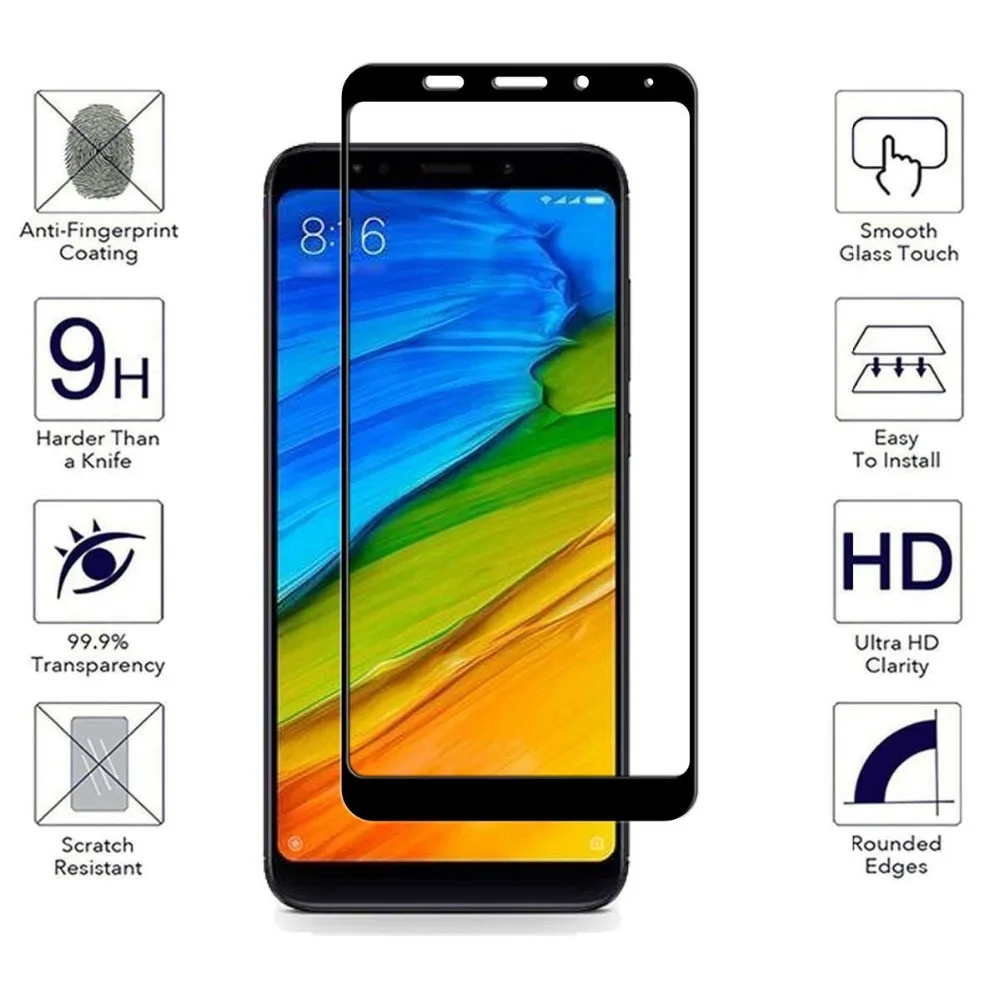 Для Xiaomi Redmi 5 Plus glass 6 Pro защита для экрана полное покрытие Белое и черное стекло 5A 6A
