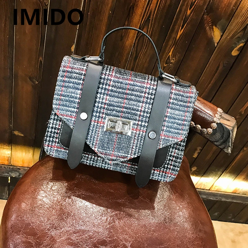 IMIDO 2019 Summer Brand New Grid College Style Simple Casual Fashion Trend Shopping Essential Lady Shoulder Bags Gift Giving | Багаж и