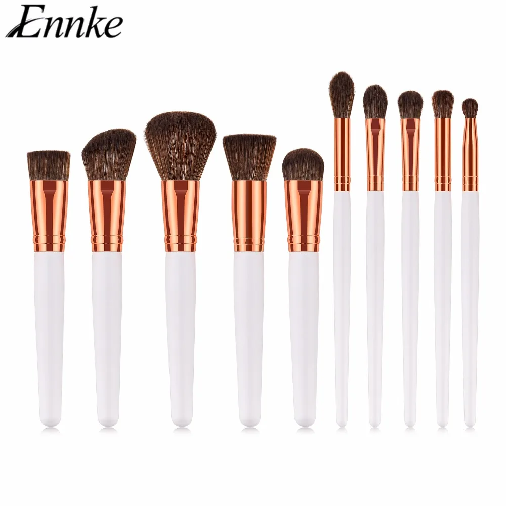 

ENNKE 10Pcs Makeup Brush Powder Foundation Eyebrow Eyeshadow Face Contour Brush Soft Make Up Brushes Set