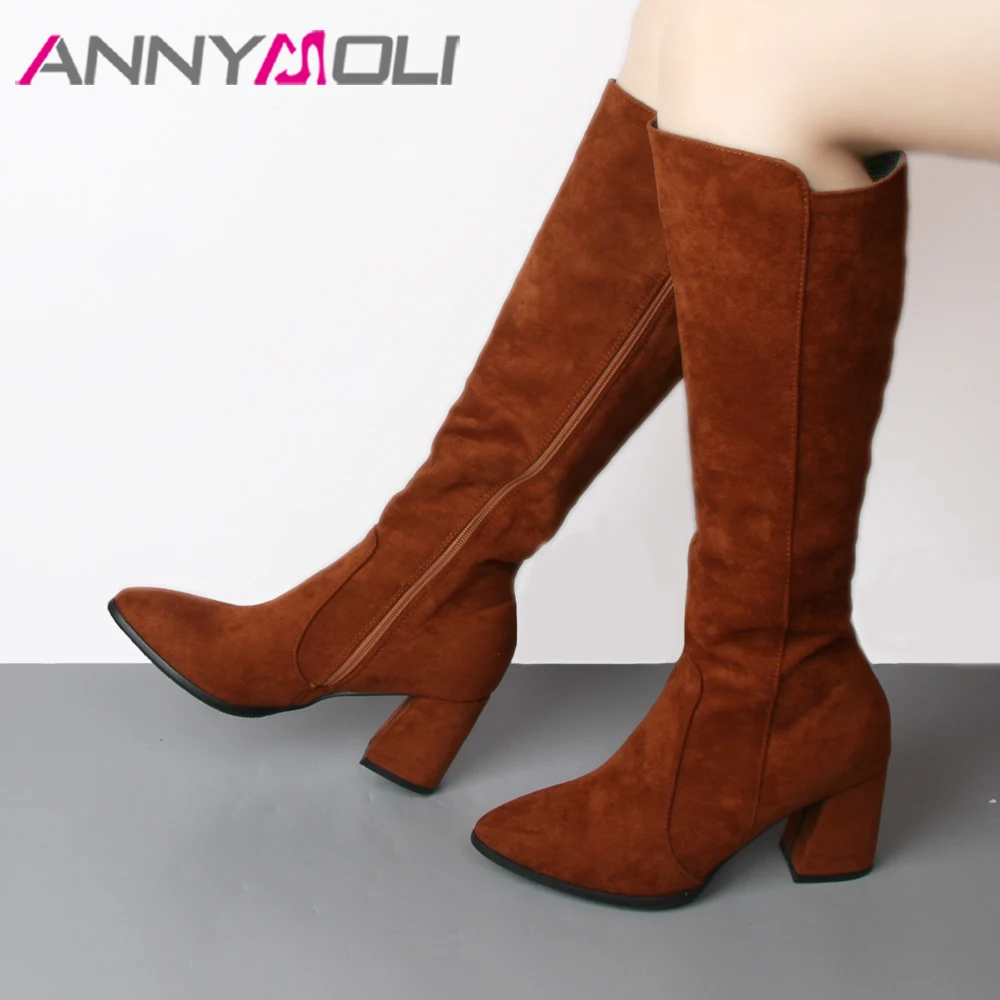 Женские сапоги на высоком каблуке ANNYMOL, черные, коричневые сапоги до колена, с острым носком, на молнии, большие размеры 33-46, для зимы
Женские сапоги на высоком каблуке ANNYMOL, черные, коричневые сапоги до колена, с острым носком, на молнии, большие размеры 33-46, для зимы