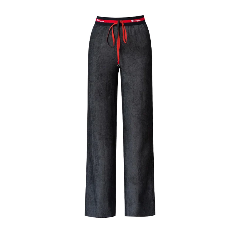 Высокая талия широкие брюки женские 2019 Лето черные на шнуровке Harajuku джоггеры