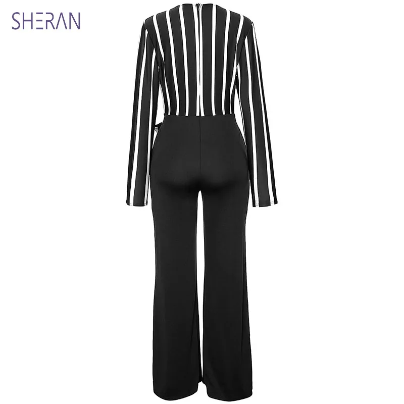Sexy Long Sleeve Jumpsuit Spring Summer Striped Bandage Overalls Wide Leg Bodysuit One Piece Elegant Rompers Womens Jumpsuit
Sexy Long Sleeve Jumpsuit Spring Summer Striped Bandage Overalls Wide Leg Bodysuit One Piece Elegant Rompers Womens Jumpsuit