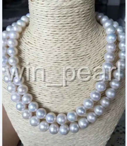 double strands 10-11mm round natural south sea light grey pearl necklace 34"
double strands 10-11mm round natural south sea light grey pearl necklace 34"