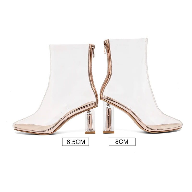 Women Ankle Boots New lady Spring Autumn Round head Crystal Transparent PVC Shoes Women Zipper Chunky Heel Bota feminina 34-40
Women Ankle Boots New lady Spring Autumn Round head Crystal Transparent PVC Shoes Women Zipper Chunky Heel Bota feminina 34-40