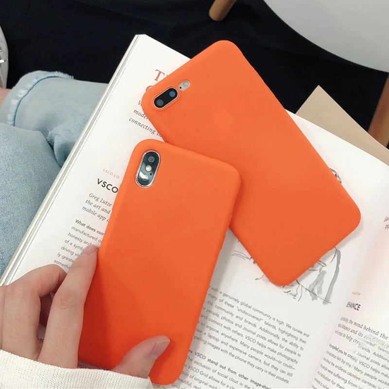 JIBAN для iPhone 7 plus оболочка телефона мягкий защитный рукав оранжевый чехол X 8 6 i6/6s XR
