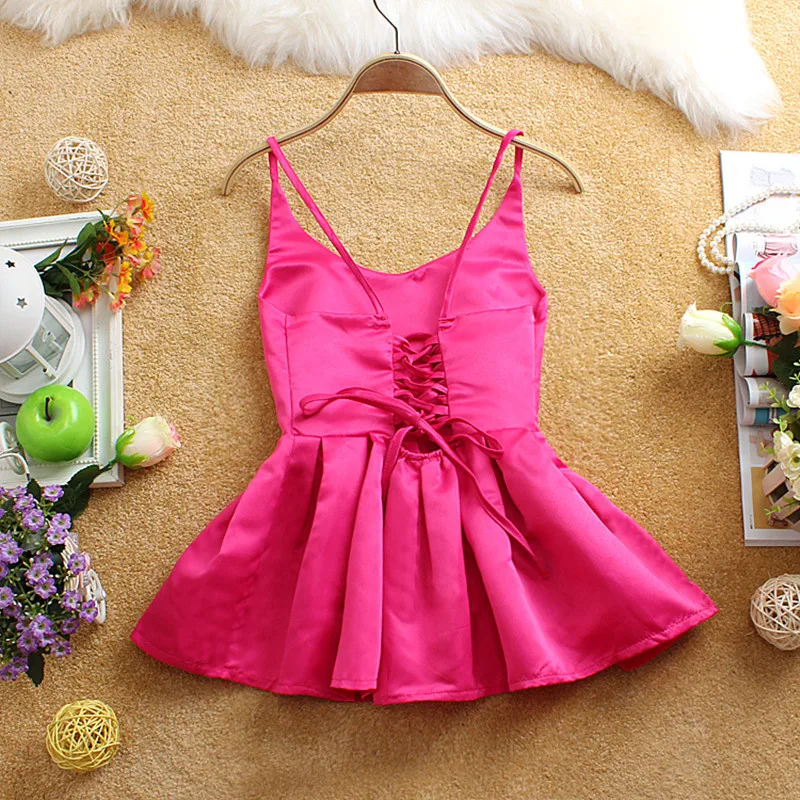 Satin top women summer sexy backless lace-up spaghetti strap top sleevelss ladies elegant ruffle blouse peplum cami tops
Satin top women summer sexy backless lace-up spaghetti strap top sleevelss ladies elegant ruffle blouse peplum cami tops