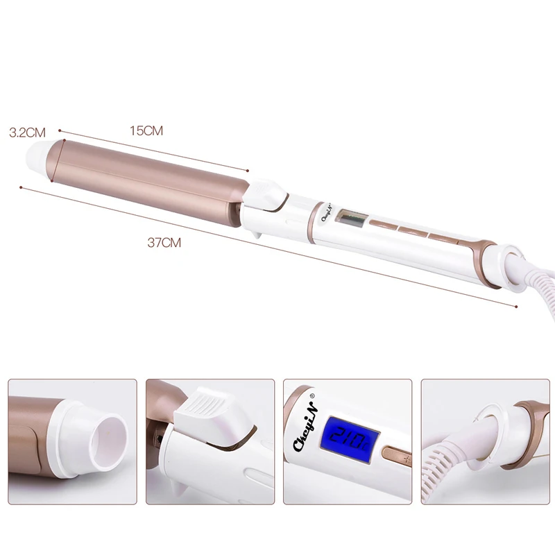 CkeyiN Electric Hair Curler with LCD Screen Professional Curling Iron Hair Curlers Irons 32mm Wand Waver Hair Styling Tools
CkeyiN Electric Hair Curler with LCD Screen Professional Curling Iron Hair Curlers Irons 32mm Wand Waver Hair Styling Tools