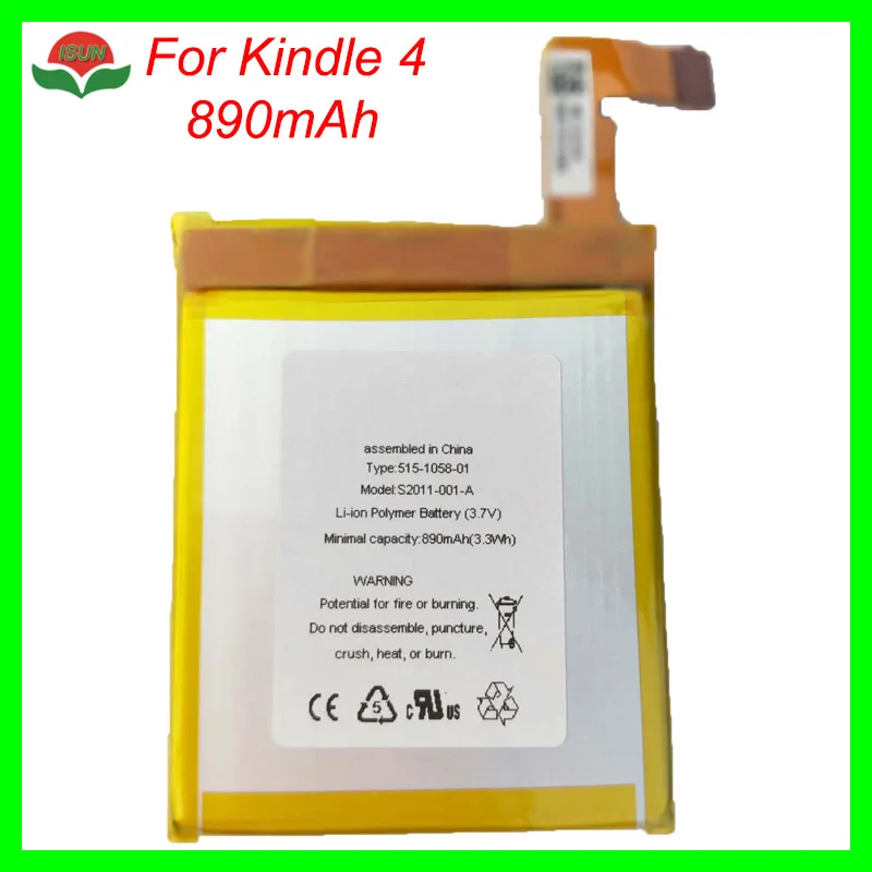 ISUN 10 шт./лот полимерная литиевая батарея для amazon kindle 4 890 мАч MC-265360 D01100 S2011-001-S DR-A015 замена батареи
ISUN 10 шт./лот полимерная литиевая батарея для amazon kindle 4 890 мАч MC-265360 D01100 S2011-001-S DR-A015 замена батареи