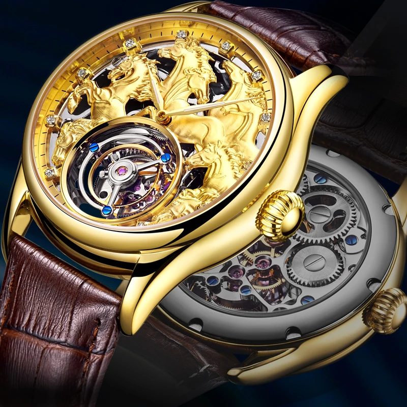 Tourbillon механические часы для мужчин Топ бренд сапфировые зеркальные оригинальные