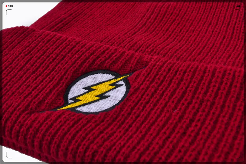 

Men Women Winter Hat Beanies Skullies Knitted Hat Flash Hero Barry Allen Embroid Knitting Hat Warm Hip-Hop Cap Christmas Gift