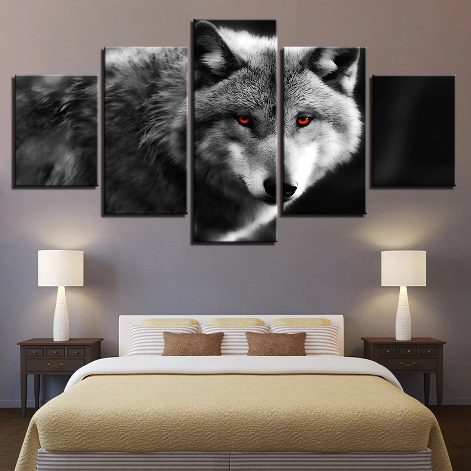 Canvas Posters For Living Room Home Decor Framework 5 Pieces Red Eyed Wolf Paintings Modular HD Prints Animal Pictures Wall Art
Canvas Posters For Living Room Home Decor Framework 5 Pieces Red Eyed Wolf Paintings Modular HD Prints Animal Pictures Wall Art