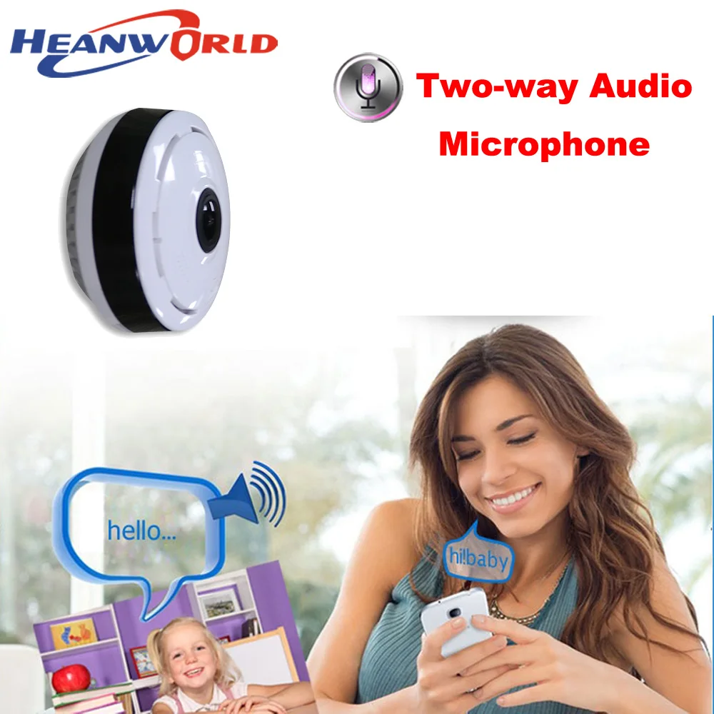 Умная веб-камера Heanworld 360 градусов Беспроводная мини-камера 960P Wi-Fi ночное видение