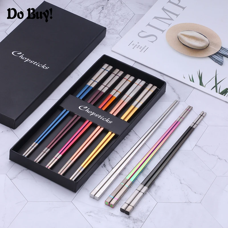 10 Pairs Square Chopsticks Set Stainless Steel Chopsticks Chinese Sushi Chop Reusable Sticks Non-slip Tableware With Gift Box
10 Pairs Square Chopsticks Set Stainless Steel Chopsticks Chinese Sushi Chop Reusable Sticks Non-slip Tableware With Gift Box