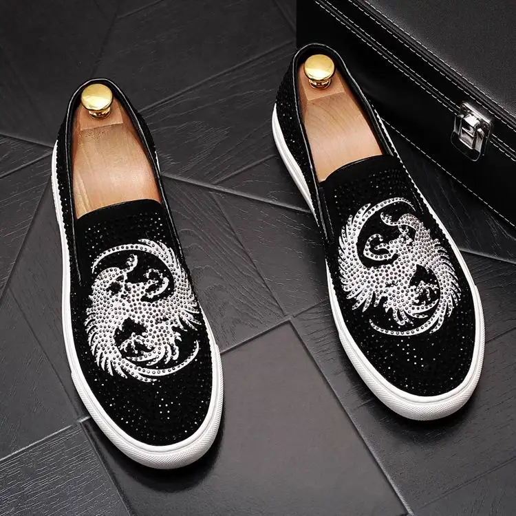 ERRFC Personalized Trending Men Black Casual Shoes Fashion Round Toe Rhinestone Slip On Flats Loafer Shoes Man British Leisure
ERRFC Personalized Trending Men Black Casual Shoes Fashion Round Toe Rhinestone Slip On Flats Loafer Shoes Man British Leisure