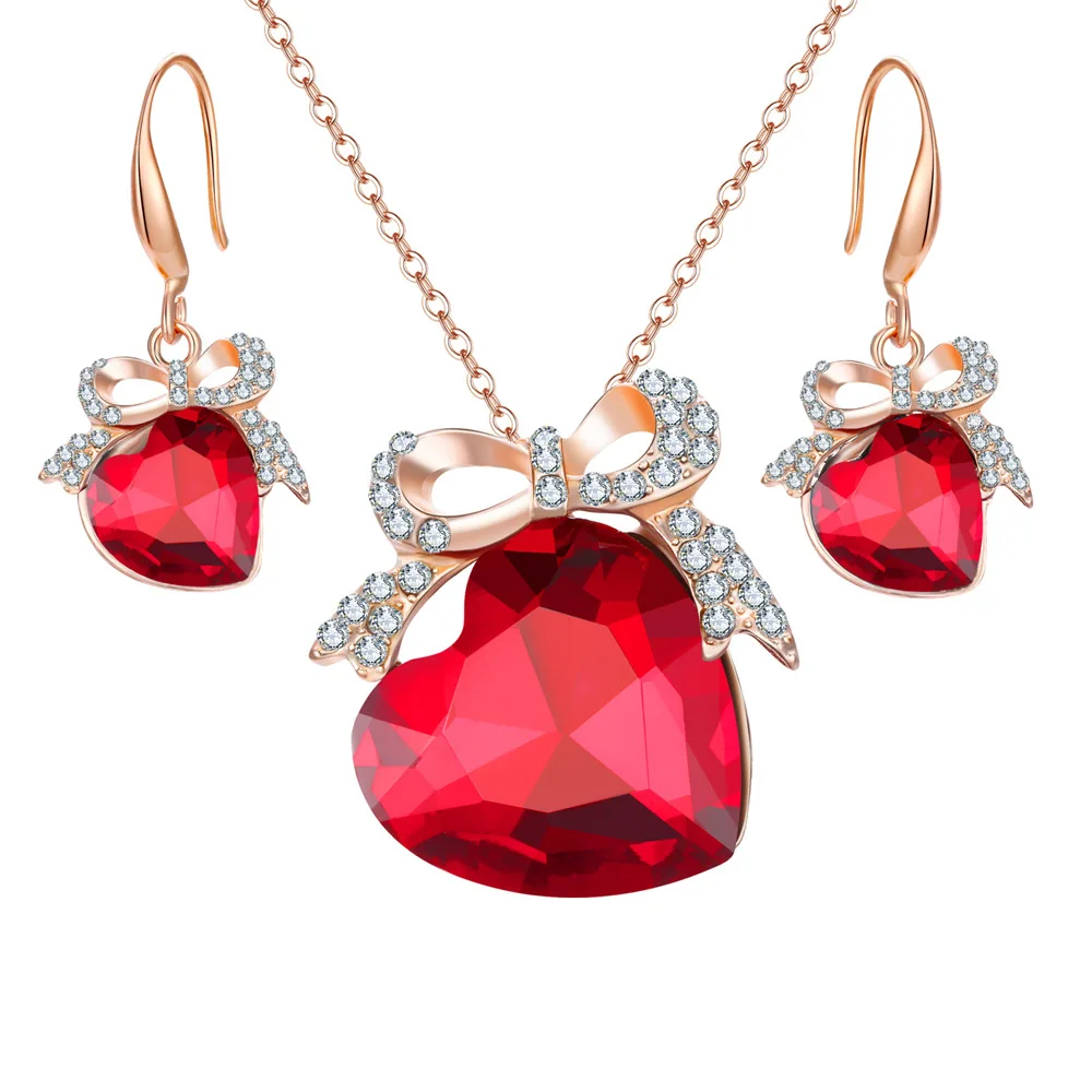 Модный дизайн золотой цвет ювелирный набор с бабочкой сердце кристалл ожерелья