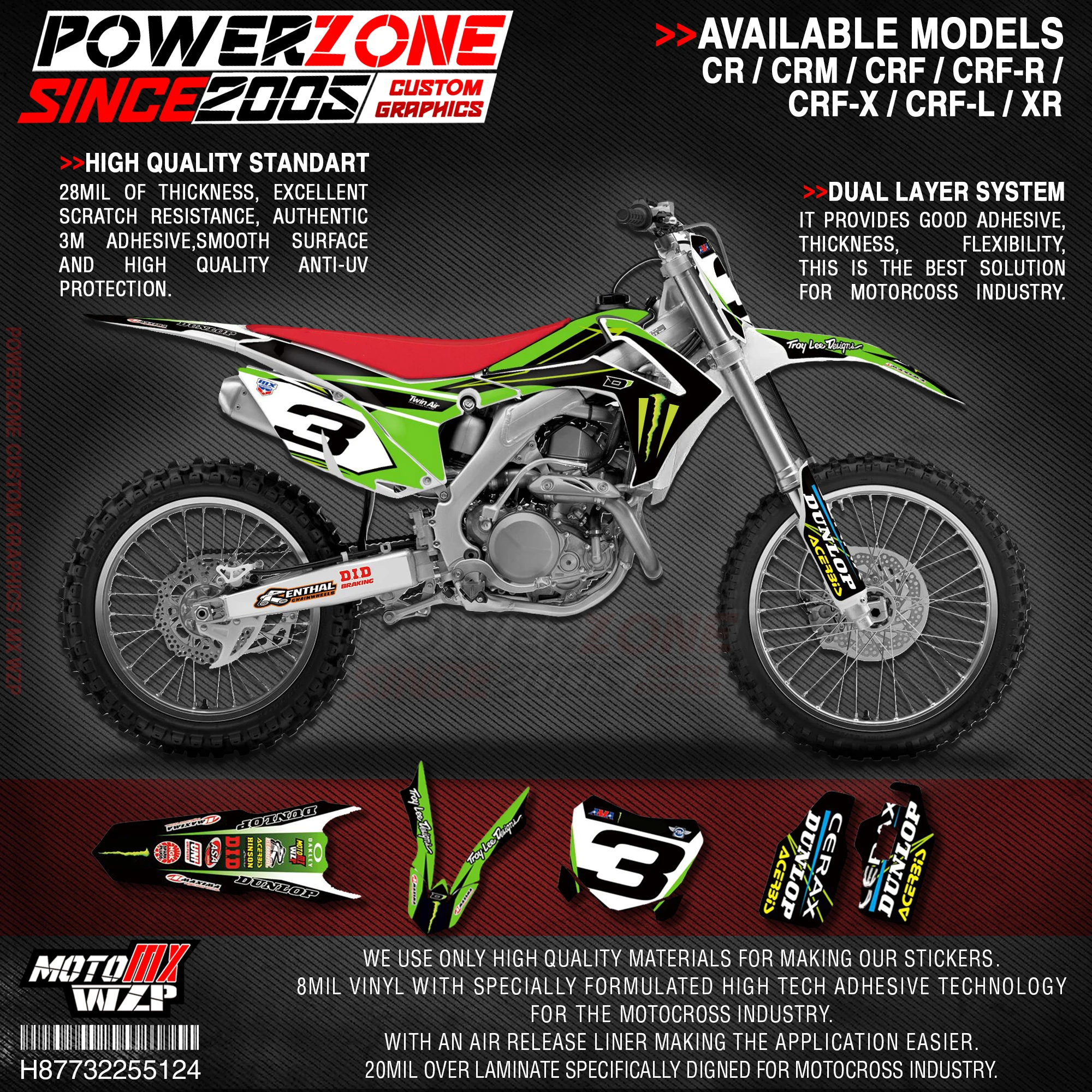 PowerZone Custom Team Graphics Backgrounds Decals 3M Stickers Kit For HONDA CRF250R 2014-2017 CRF450R 2013-2016 124
PowerZone Custom Team Graphics Backgrounds Decals 3M Stickers Kit For HONDA CRF250R 2014-2017 CRF450R 2013-2016 124