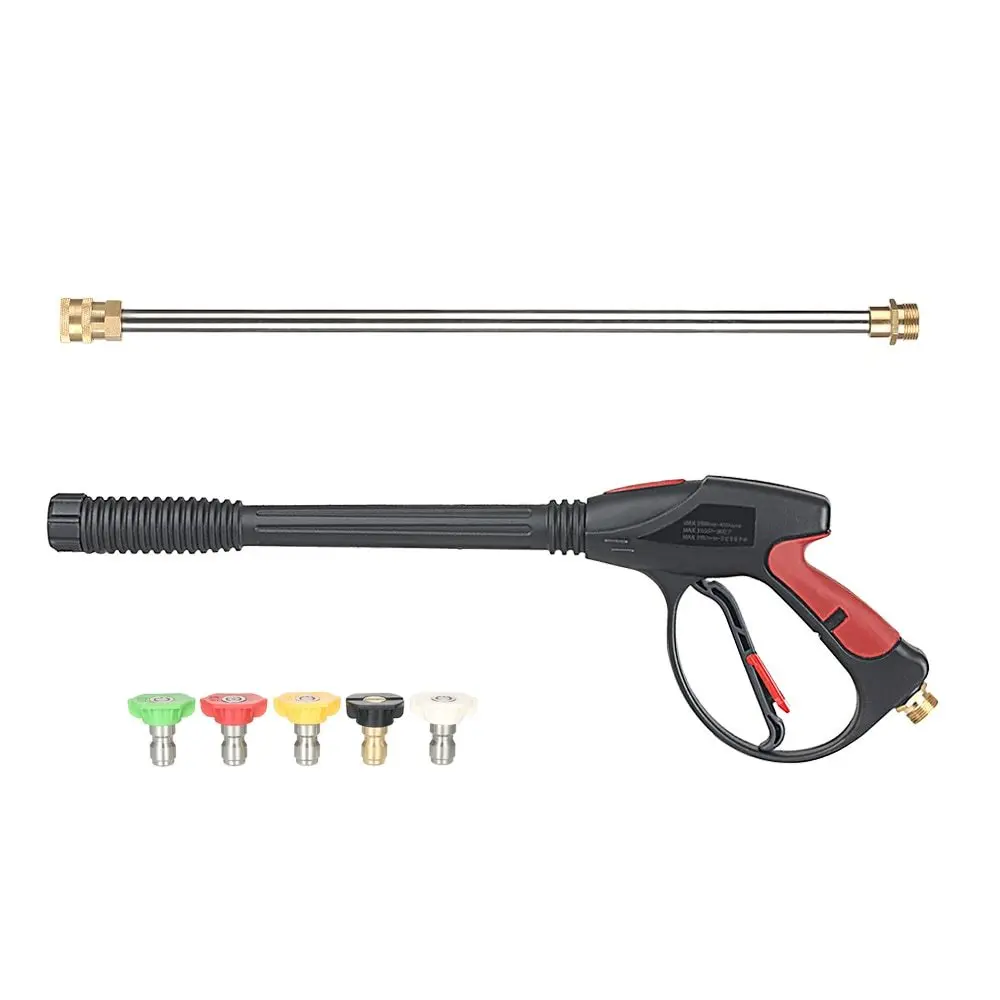 Pressure Washer Gun 4000 PSI Spray Gun + 18" Extension Wand +4 Quick Connect Nozzle 1 Soap Nozzle for Car Pressure Power Washers
Pressure Washer Gun 4000 PSI Spray Gun + 18" Extension Wand +4 Quick Connect Nozzle 1 Soap Nozzle for Car Pressure Power Washers