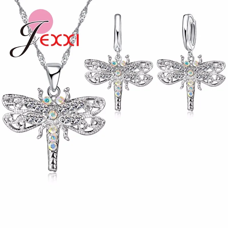 Trendy AAA++ Crystal Jewelry Sets Butterfly Dragonfly Shape Pendant Necklace+Drop Earrings Set CZ Crystal Pendant+ Chains
Trendy AAA++ Crystal Jewelry Sets Butterfly Dragonfly Shape Pendant Necklace+Drop Earrings Set CZ Crystal Pendant+ Chains