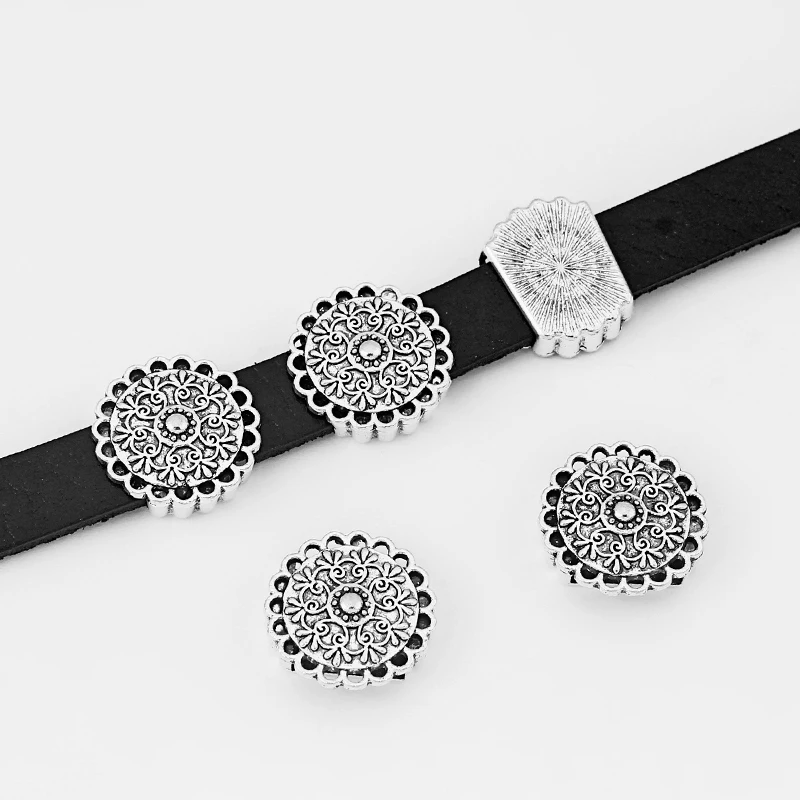 10 шт 11x2 мм Цветок слайдер бусины для плоской кожи|bead rosary|bead necklaceslider stock |