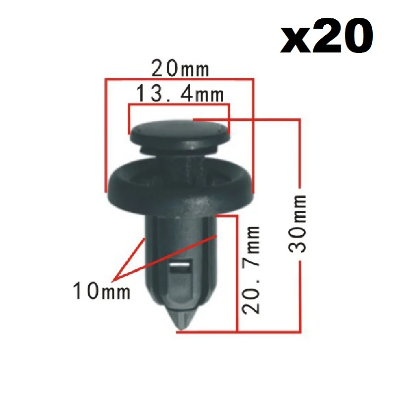

20x Nylon Fastener Rivet Push-Type Retainer Clip Fit for Honda 91503-SZ5-003