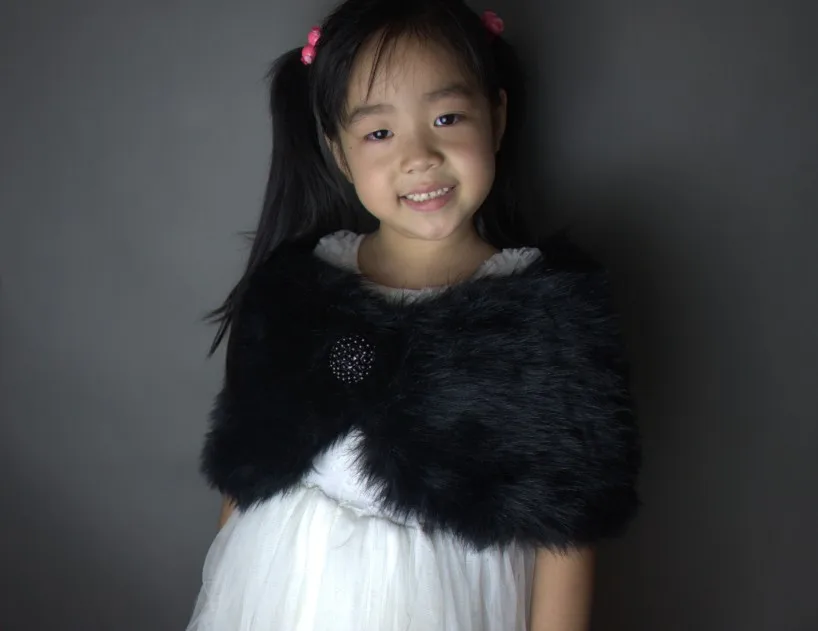 

White ,ivory, black,Faux Fur Flower girl shawl Wedding Wrap Stole Shrug shawls Cape formal chidren bolero jacket