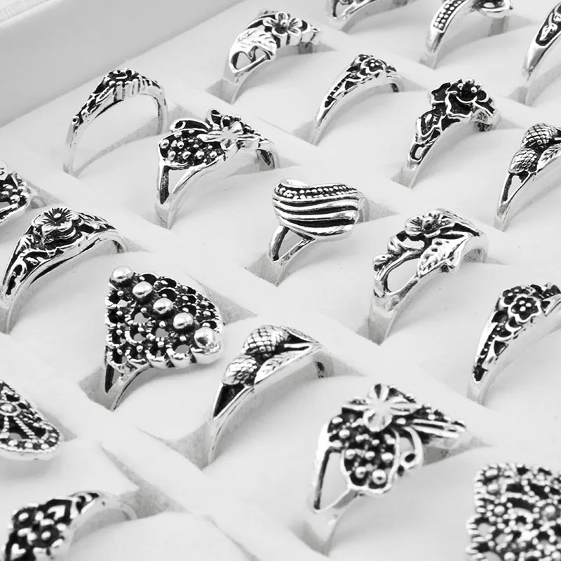 100 Pieces Mix Retro Ring Wholesale Men Flower Charm Antique Silver Plated Statement Small Vintage Ring For Women
100 Pieces Mix Retro Ring Wholesale Men Flower Charm Antique Silver Plated Statement Small Vintage Ring For Women